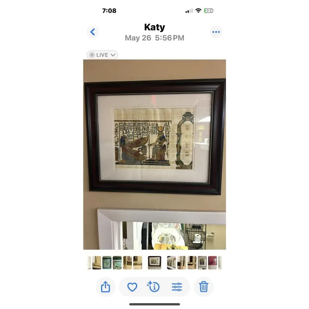 Vintage Framed Egyptian Papyrus‎ Art – 17x21